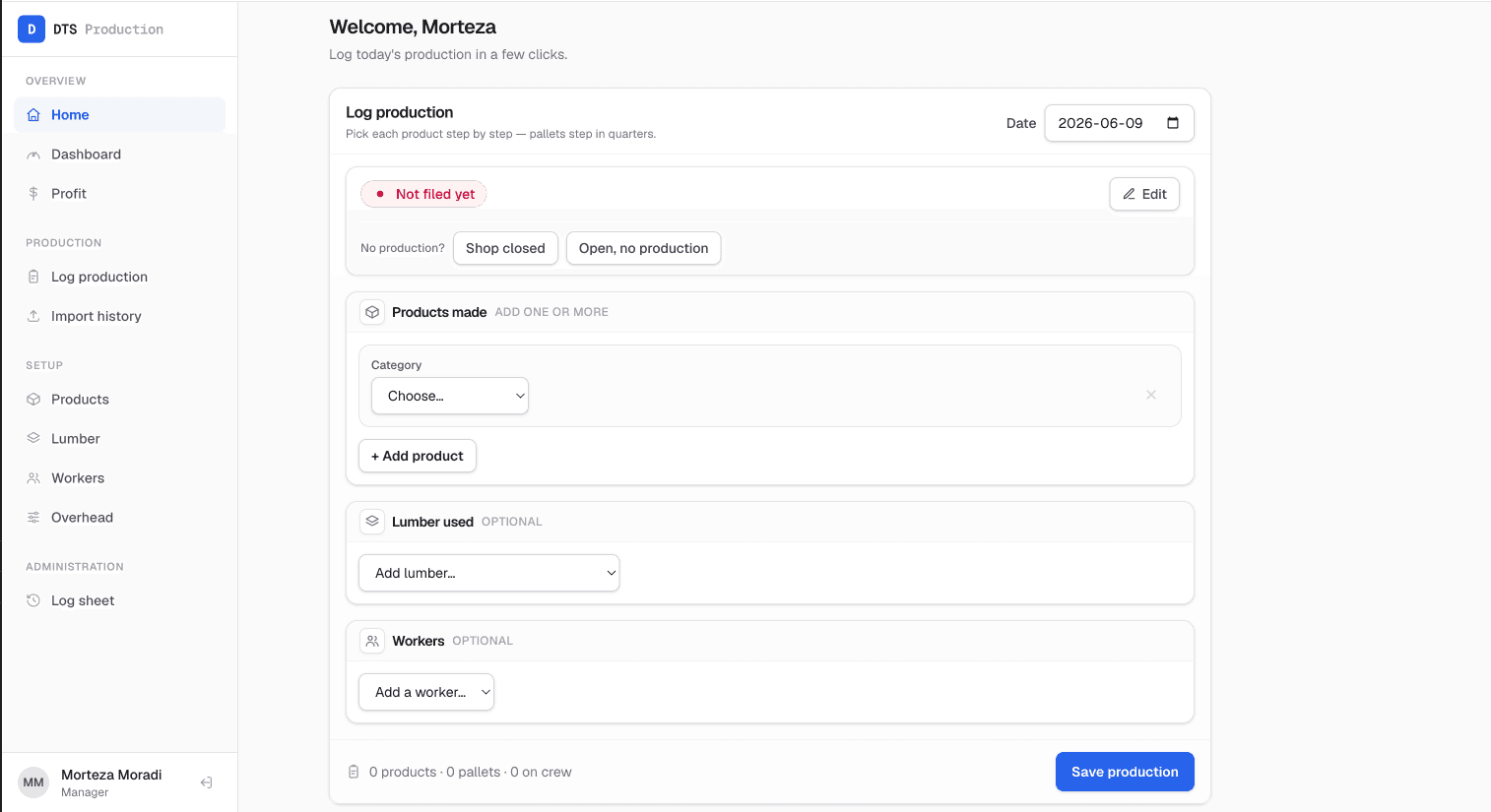 Manufacturing ERP — product screenshot